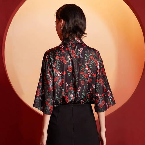 Демисезонная шелковая ретро трикотажная рубашка, городской стиль, свободный крой, делается под заказ