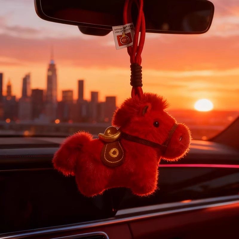 [Get Rich Soon]Year of the Horse Car Hanging Ornament 2026 New Year Decoration Lucky Charm Festive New Year Greetings