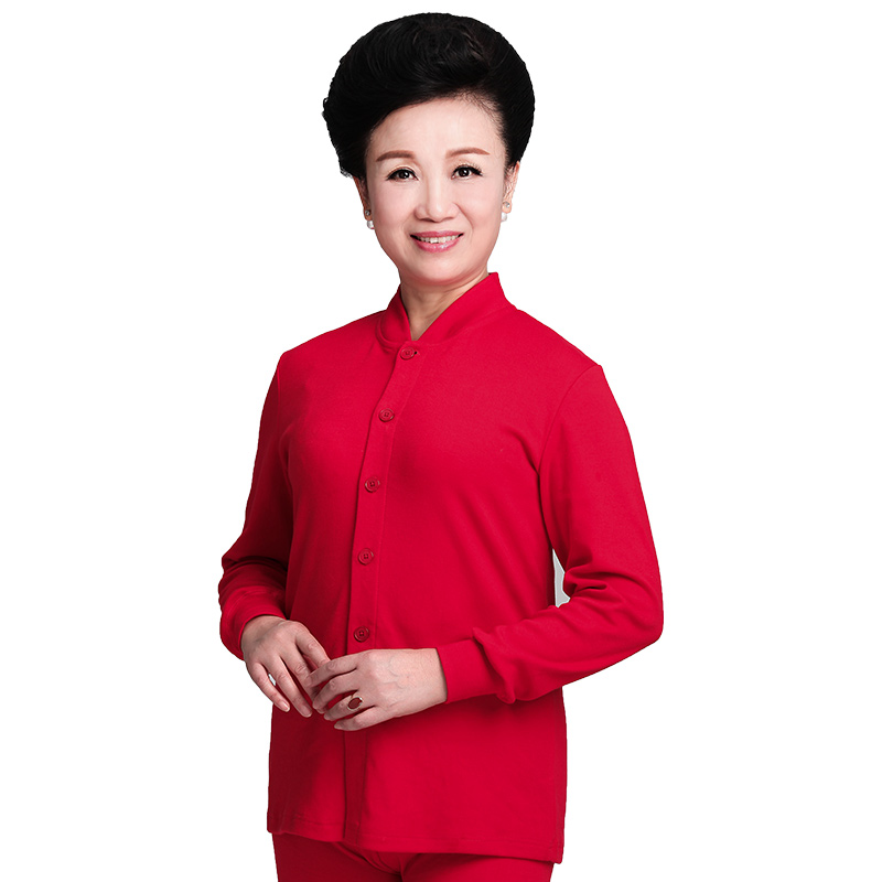 quần mùa thu womens bộ cotton trung niên cardigan nam và nữ mẹ chải bông áo len tăng đồ lót đang ấm