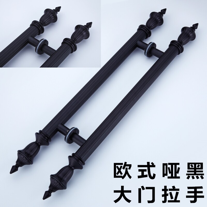 European-style red bronze glass door handle black stainless steel hotel door KTV wooden door handle double door pair - Taobao