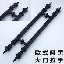 European-style red bronze glass door handle black stainless steel hotel door KTV wooden door handle double door pair