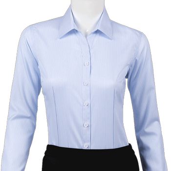 Blue and white striped pure cotton free ironing professional formal clothing women's shirt
