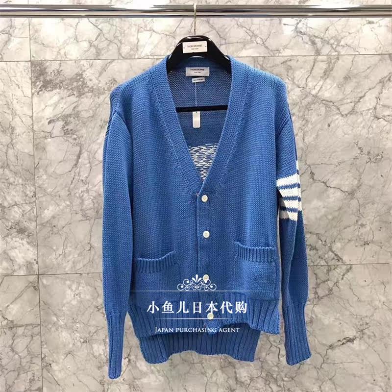 Thom Browne Japan's new TB ocean series V-neck blue whale wool sweater cardigan