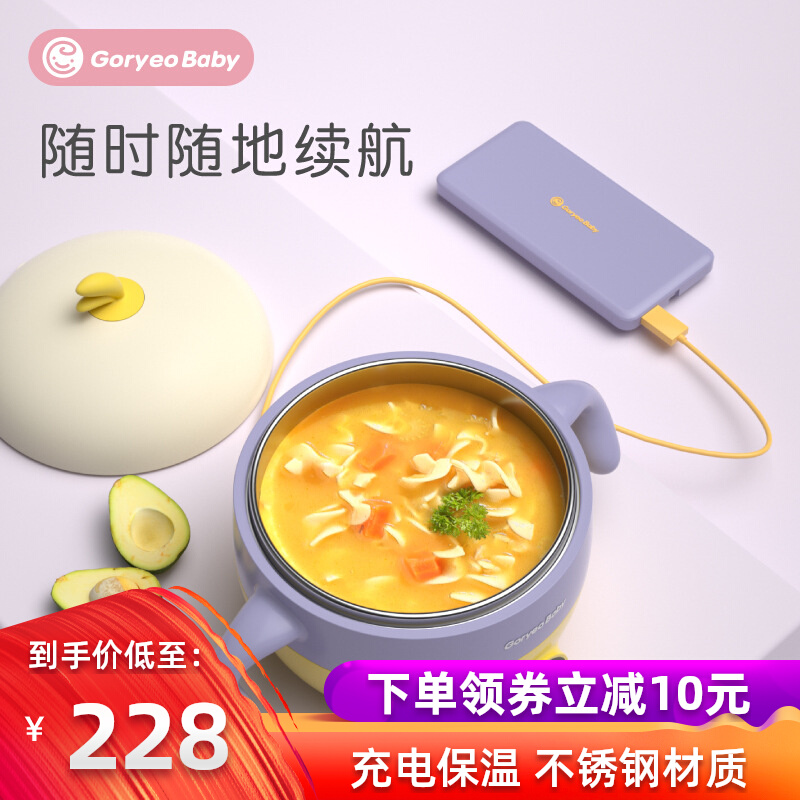 Goryeobaby Baby Food Bowl Baby Bowl Insulation Smart Thermostat Bowl with Infant Warm Bowl