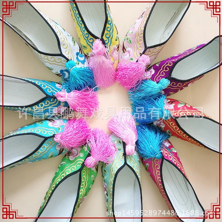 Opera Peking Opera New Denier Color Shoes Red Embroidered Shoes Hot Pins Old Lady Shoes Soft Bottom Comfort Flat Color Shoes-Taobao