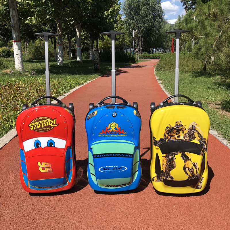 Car Kids Pull Box Cartoon Suitcase Boy Baby Can Mount Elementary School Suitcase Tow Box 18 Inches