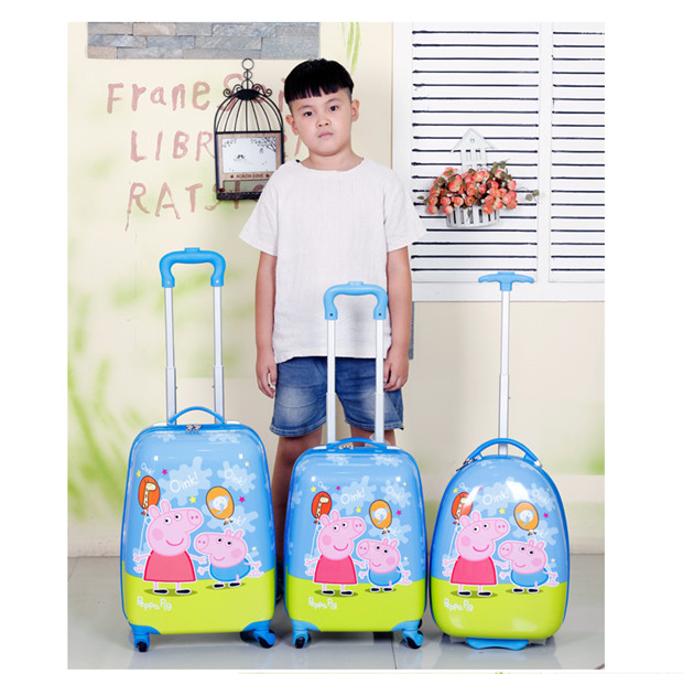 Trẻ em xe đẩy trường hợp hoạt hình vali nữ công chúa nam bé bé vali phổ bánh xe sinh viên kéo hộp 16 inch vali hồng