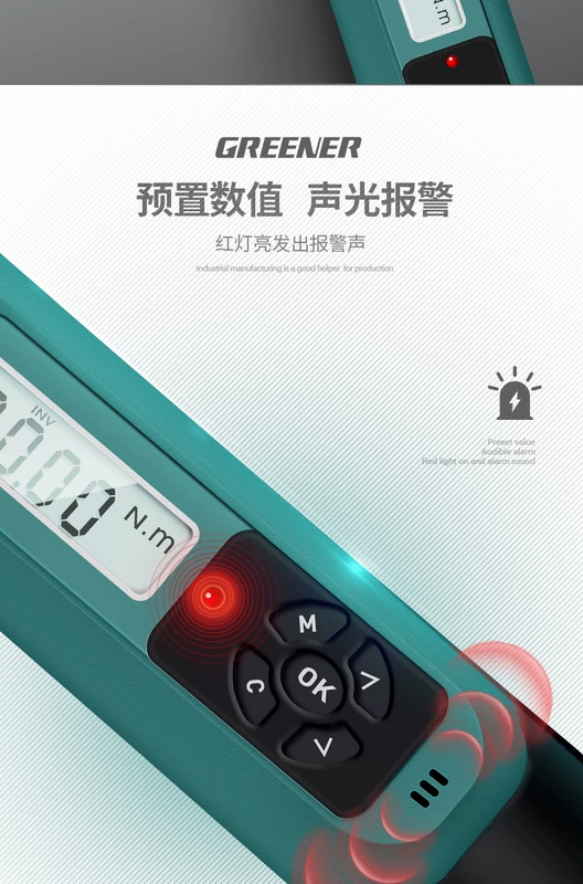 nhiệt ẩm kế Cờ lê mô-men xoắn rừng xanh Độ chính xác cao Cờ lê mô-men xoắn Máy kiểm tra mô-men xoắn Điện tử có thể điều chỉnh Màn hình kỹ thuật số Cờ lê mô-men xoắn đồng hồ vôn kế