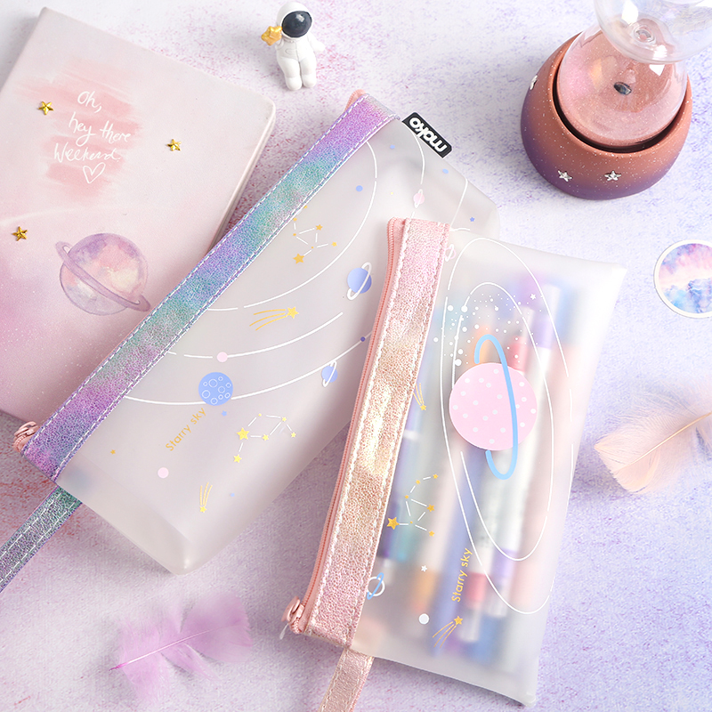 Three years II Class Transparent Star Empty Pen Bag Minimalist Days FROSTED STATIONERY BAG JUNIOR HIGH SCHOOL GIRL CUTE LEAD PENCIL CASE