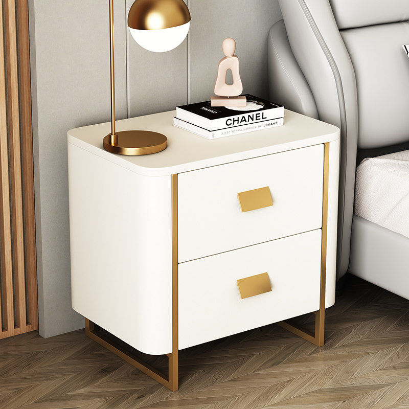 Solid wood bedside cabinet rock panel for 2021 new network red in wind modern luxury gray cortex is installed without installation