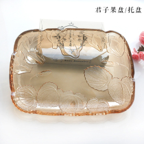 Creative crystal glass cup tray Rectangular fruit tray Large European-style tea tray Candy tray Living room household basin
