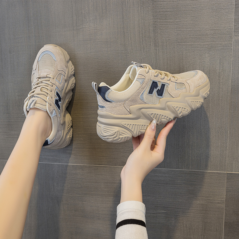 Thick-Soled Height-Increasing 7cm Dad Shoes for Women, Breathable Mesh, 2026 Summer New Style, Genuine Leather, Versatile, Breathable Casual Sneakers Thick-Soled Height-Increasing 7cm Dad Shoes for Women, Breathable Mesh, 2026 Summer New Style, Genuine Leather, Versatile, Breathable Casual Sneakers