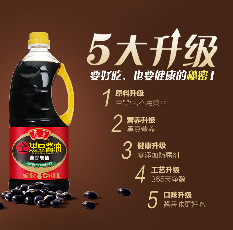 鲁花全黑豆老抽酱油1L*1