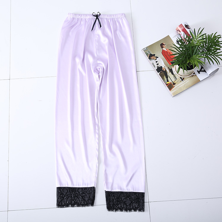 Quần lụa Pajama Phụ nữ Xuân Hè Ren thoải mái Kích thước lớn Quần mỏng gợi cảm Quần nữ baggy nam