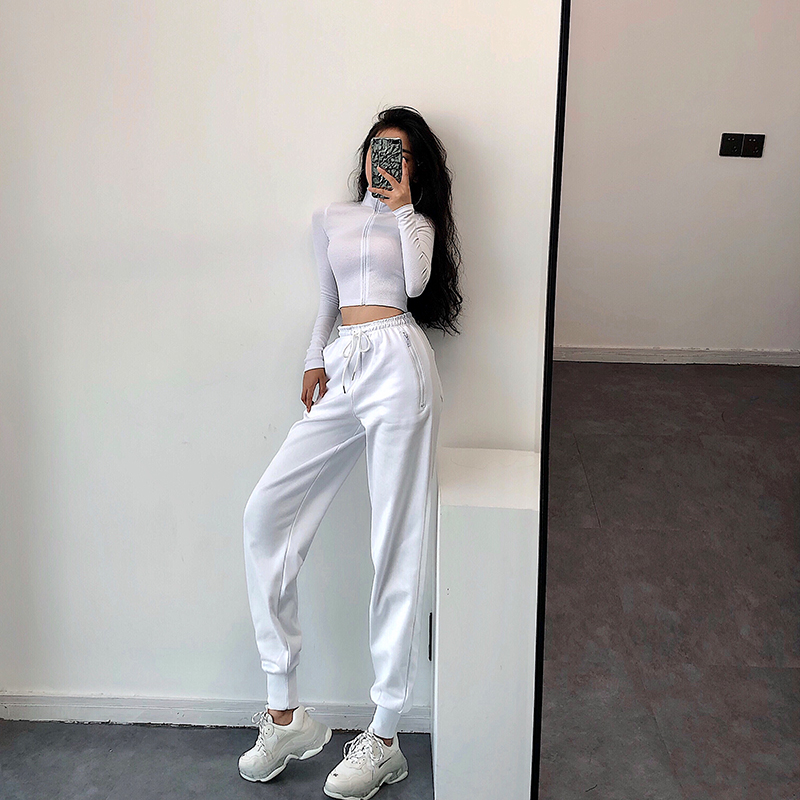 YoungGirlDay European and American wind street, loose color and loose high waist and Harlen pants nine-minute pants