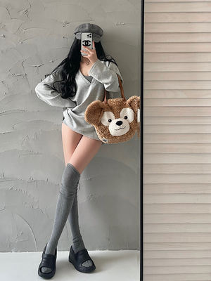 YoungGirlDay American fashion V-neck loose hoodie, halter top, chest-padded high-waisted shorts set