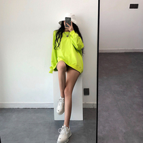 Young-GirlDay European and American Ken bean identical round neckline sleeve head fluorescent green loose display slim casual pure color sweater
