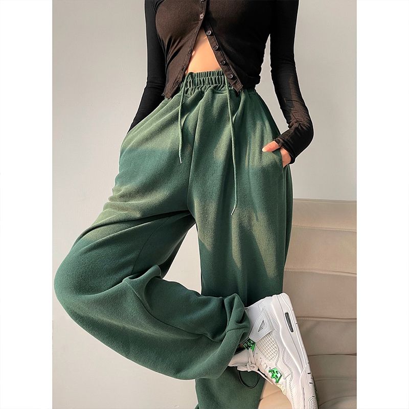 Younggirlday European and American Street Style Solid Color High-Waisted Loose Slimming Drawstring Jogger Sweatpants Casual Sports Pants Younggirlday European and American Street Style Solid Color High-Waisted Loose Slimming Drawstring Jogger Sweatpants Casual Sports Pants