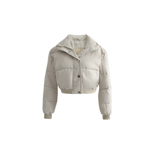 YoungGirlDay, модное теплое пальто для девочек с воротником-стойкой на молнии и эластичной резинкой на талии, короткое хлопковое пальто для женщин