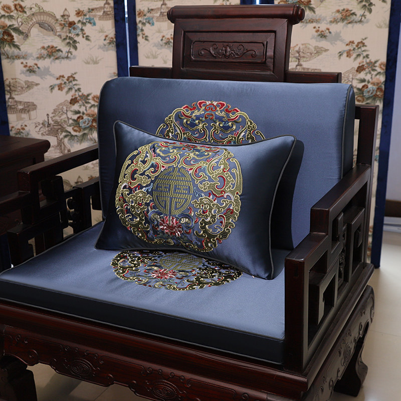 New Chinese mahogany sofa cushion classical solid wood furniture cushion with backrest four seasons universal fabric non-slip mat