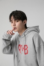 RPB BRAND tape printing loose hooded casual sweater English pattern couple men and women pullover hoodie