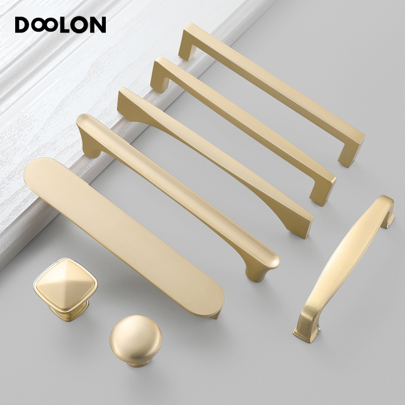 Wire Drawing Gold Modern Minimalist Cabinet Door Handle Bronze wardrobe Handle drawers Overall closet doors Nordic furniture small handles