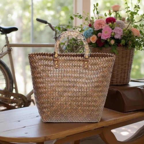 Вместительная и большая соломенная барсетка, портативная сумка, корзина