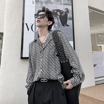 Letter printed shirt Male slim fit Lazy Breeze Mens Pendant Feel Ice Creamy Anti-Burn Light Lavish Shirt