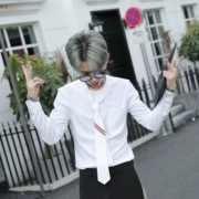 Lắc tay em trai lưới đỏ áo sơ mi nam Hàn Quốc của chiếc cà vạt mỏng trang trí đêm tóc stylist áo sơ mi nam đẹp nhất