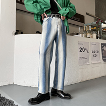 American High Street jeans Mens spring new wave Hip Hop man straight cylinder washed up to make old mill white long pants