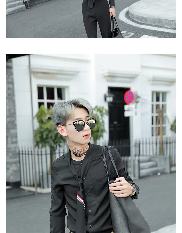 Lắc tay em trai lưới đỏ áo sơ mi nam Hàn Quốc của chiếc cà vạt mỏng trang trí đêm tóc stylist áo sơ mi nam đẹp nhất áo sơ mi trung niên