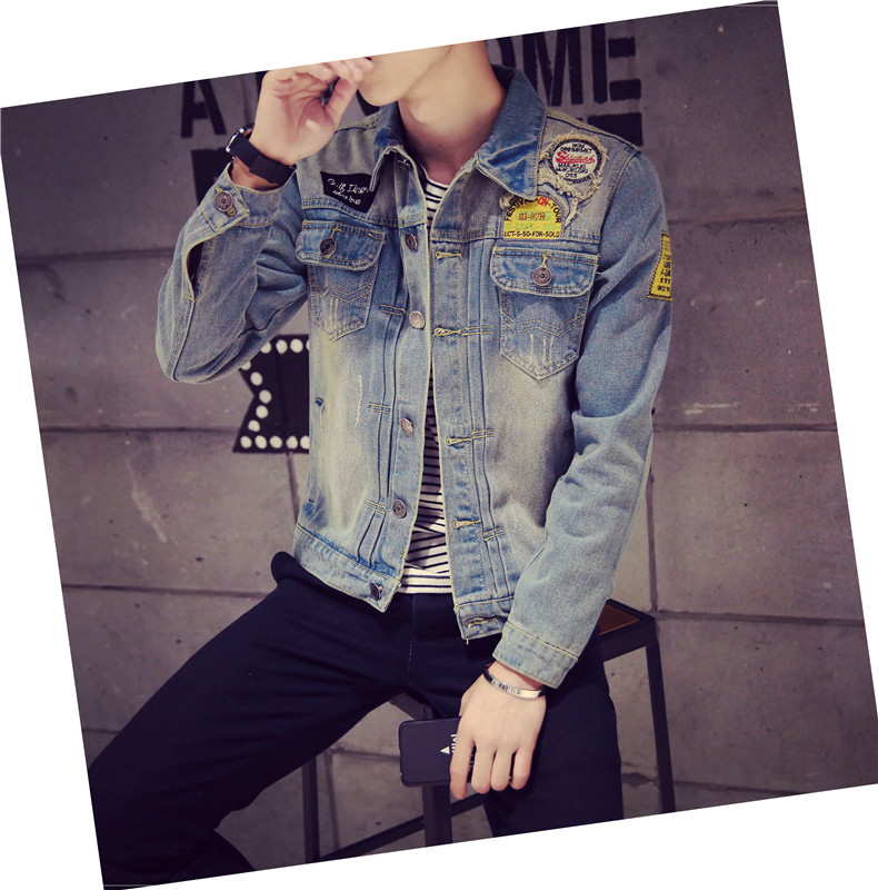 Mùa xuân của Nam Giới Cá Tính Denim Jacket Đẹp Trai Lỗ Áo Khoác Sinh Viên Retro Hàn Quốc Denim Mỏng Tops Xu Hướng