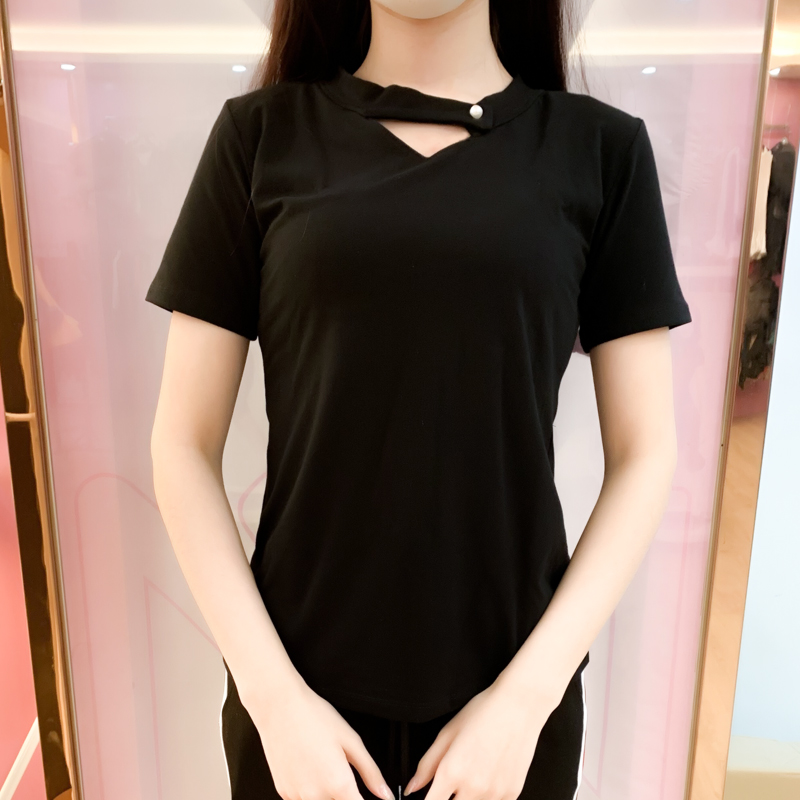 Summer Dance Costume Costume Modern Latin Dance Square Clothes Dance Black Long Short Sleeve Yoga Top Woman