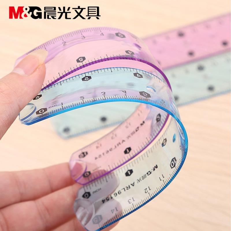 Ruler morning light stationery student can bend 20cm transparent ruler soft ruler student ruler 30 cm 15 cm feet