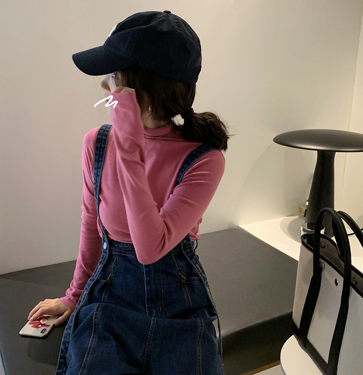 Halo nini long sleeve T-shirt women's coat 2020 new spring and autumn winter Korean version of polished cotton inner high collar base