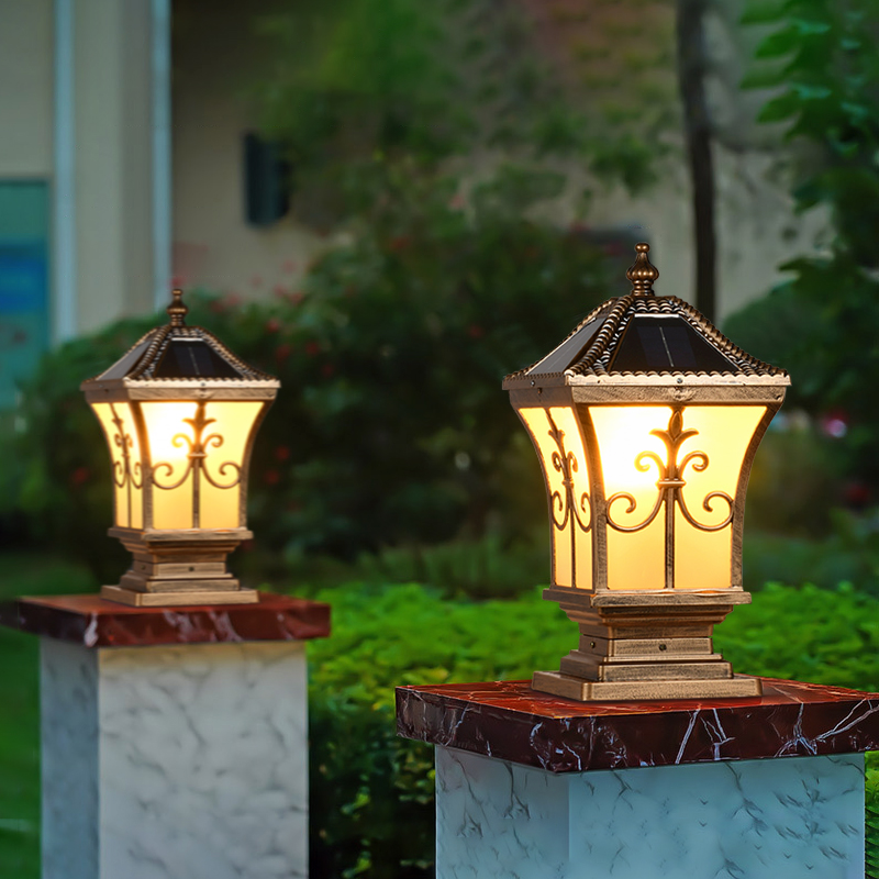 Solar lamp post headlights Garden lights Outdoor waterproof wall lights Household door posts Garden villa outdoor door lights