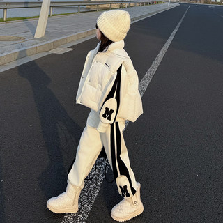 女童冬季洋气时髦套装2025加棉保暖马甲外套休闲加绒卫衣运动裤子