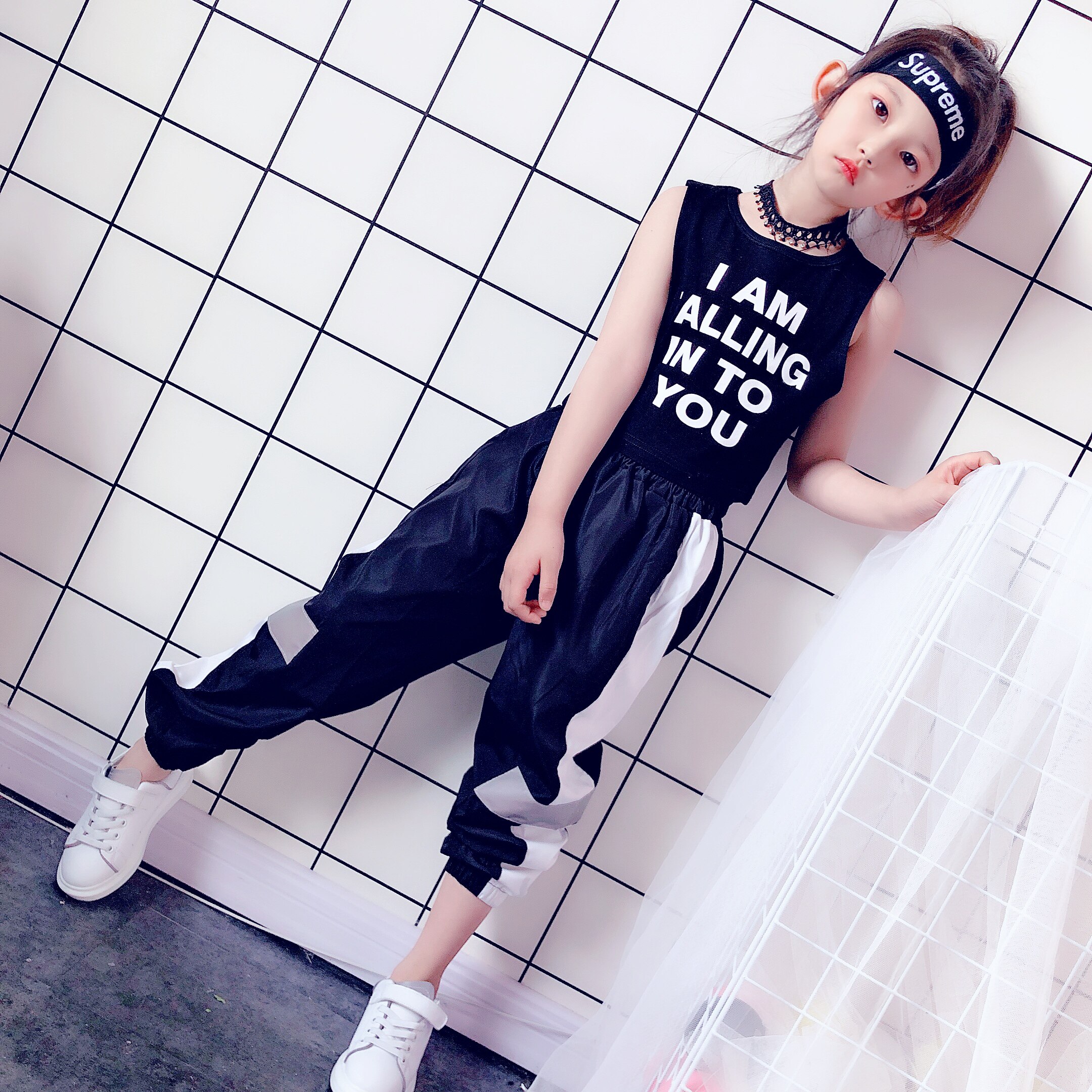 Girl Clothing Trendy Suit 2022 Summer Dress New Children Suit CUHK Child Casual Sports Suit Vest Suit