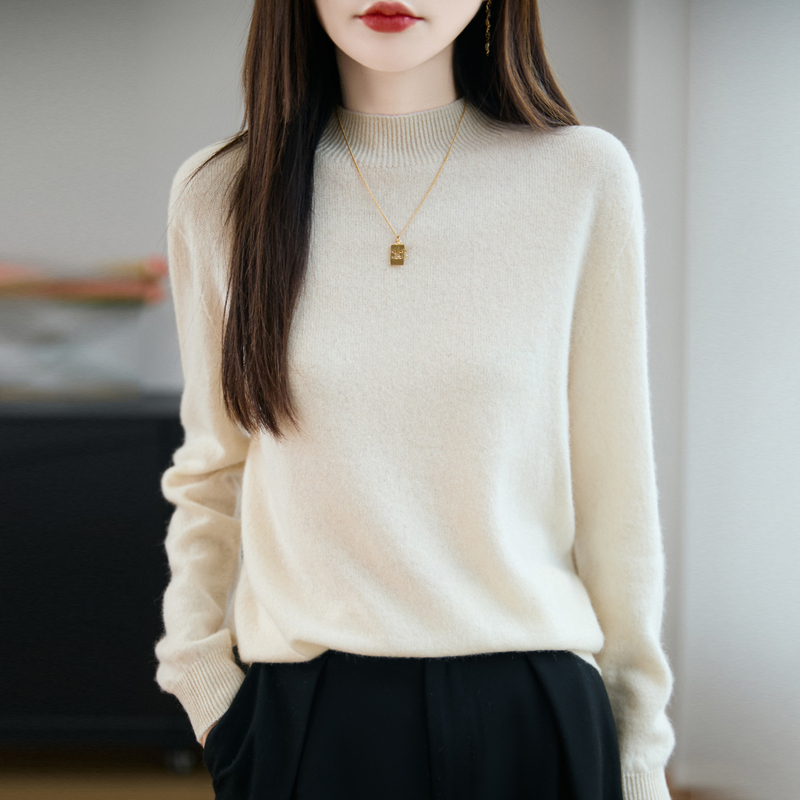Specializing in Base Layer Shirts for Ten Years~ Half-High Round Neck Ready-To-Wear Sweater for Women, Autumn and Winter Everyday Inner Wear Knit Sweater