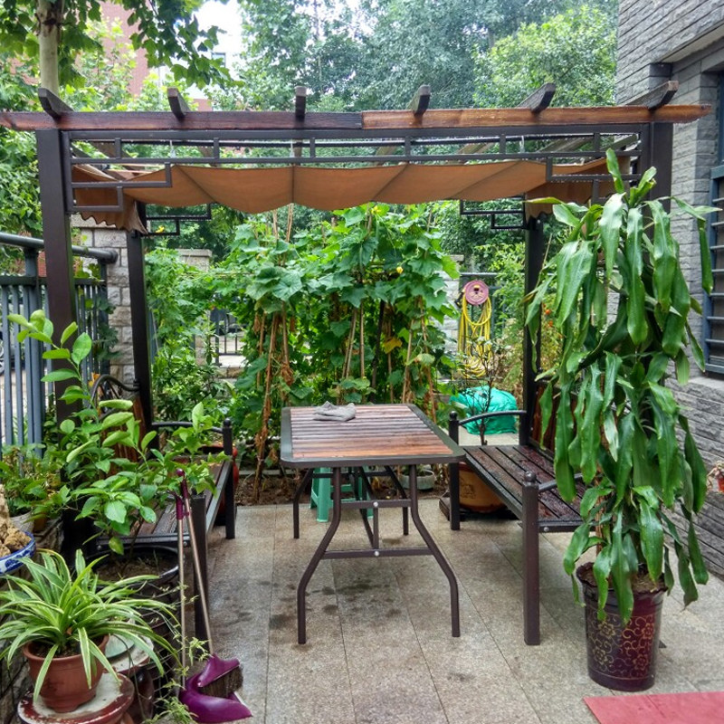 Outdoor courtyard leisure anti-corrosion wood grape rack Outdoor terrace aluminum alloy gazebo tent pavilion swing rocking chair