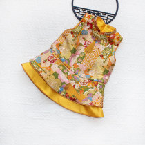 One-year-old baby girl dress Chinese style golden spring and autumn winter 100-day dress New Years greetings dress to catch the birthday party bag