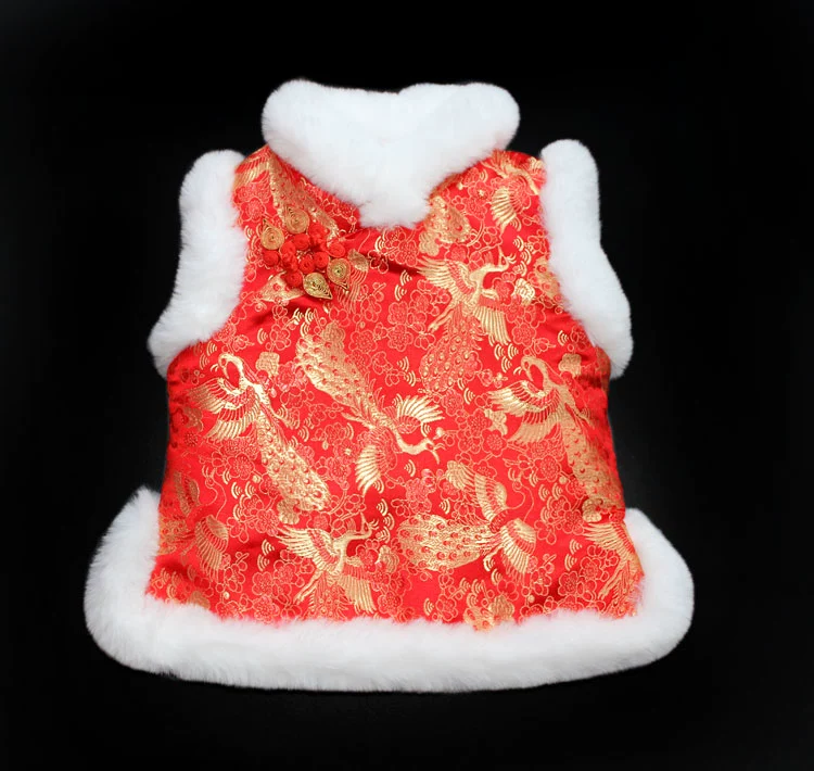 2018 cô gái mới vest bé gái vest vest mùa đông năm mới quần áo trẻ em màu đỏ cotton - Áo ghi lê