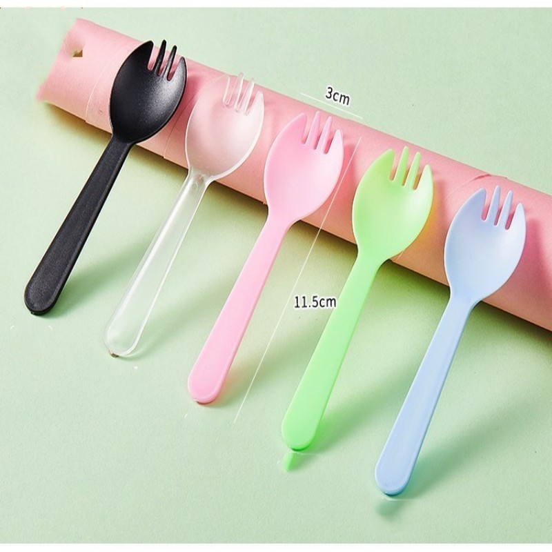 Disposable thickening spoon food grade PP plastic fruit fork independently packaging ice cream cake dessert fork spoon