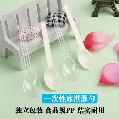 Disposable food grade plastic thickened jelly pudding cake ice cream yogurt dessert spoon individually packed spoon