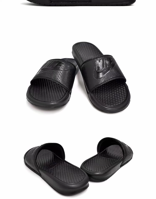 Cửa giày NIKE BENASSI SWOOSH JDI dép thể thao màu đen và trắng đôi mẫu 343880 312618