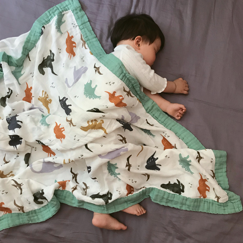 ins bamboo fiber cover blanket newborn baby air conditioning is covered with gauze bath towels by the baby soft four layers thick without fluorescent