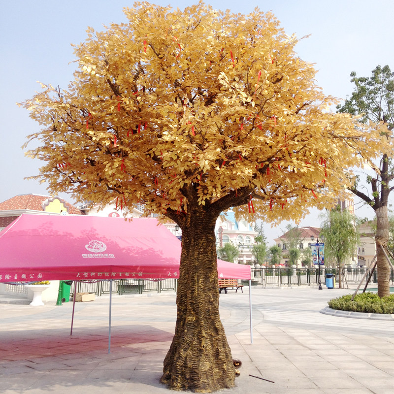 Commercial square Spring Festival beauty Chen large-scale simulation plant decoration simulation golden banyan tree scenic spot temple fortune wishing tree