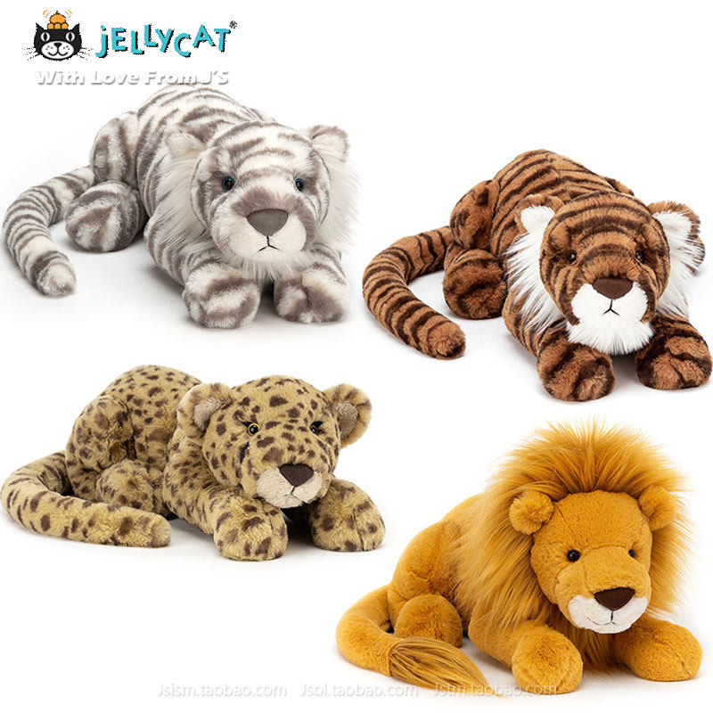 Super soft British jellycat Snow Tiger plush doll cheetah Tiger Jaguar Black Panther leopard doll
