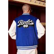 BIPOLAR double-sided smiley face leather cuff baseball jacket Guochao Fall New American Street hip hop loose jacket