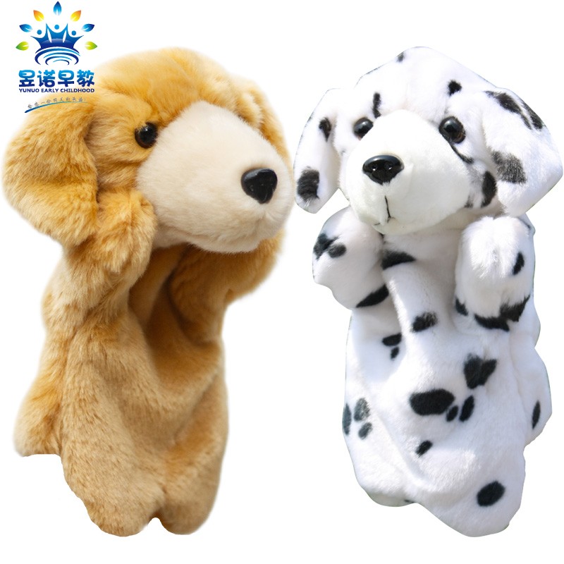 Rhubarb Dog & Spot Dog Hand Puppet Children Toy Plush Animal Baby Soothing Doll Gloves Kindergarten Teaching Aids
